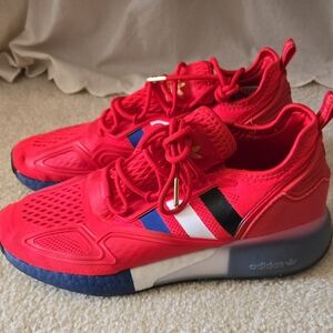 Adidas Red and Blue Athletic Shoes